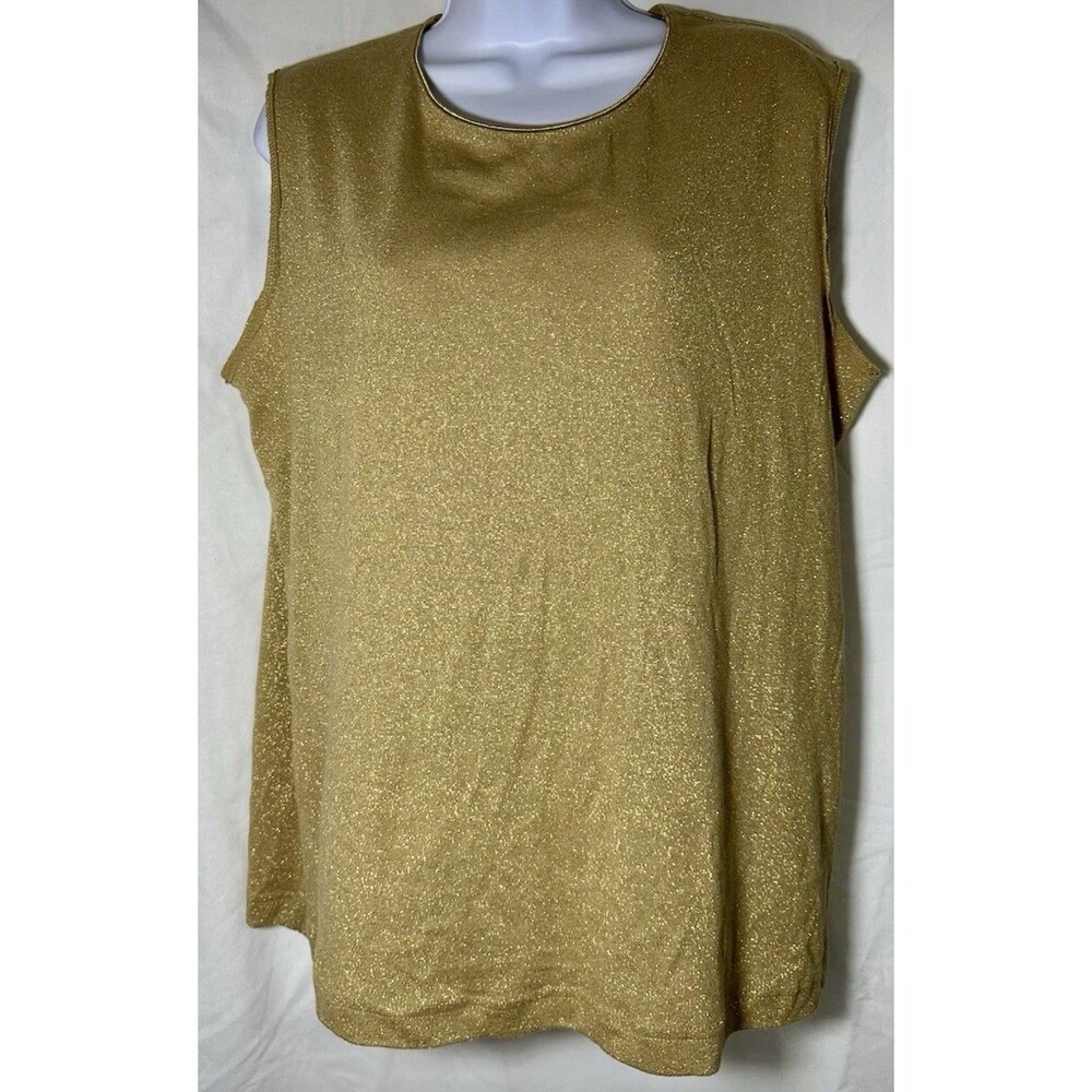 White Stag Women’s Gold Metallic Shimmer Tank Top Shell Size 16/18 XL Holiday